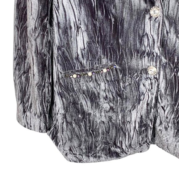 NICE ISTANBUL Crushed Velvet Longline Blazer With Pearl and Rhinestone Accents - Picture 6 of 7
